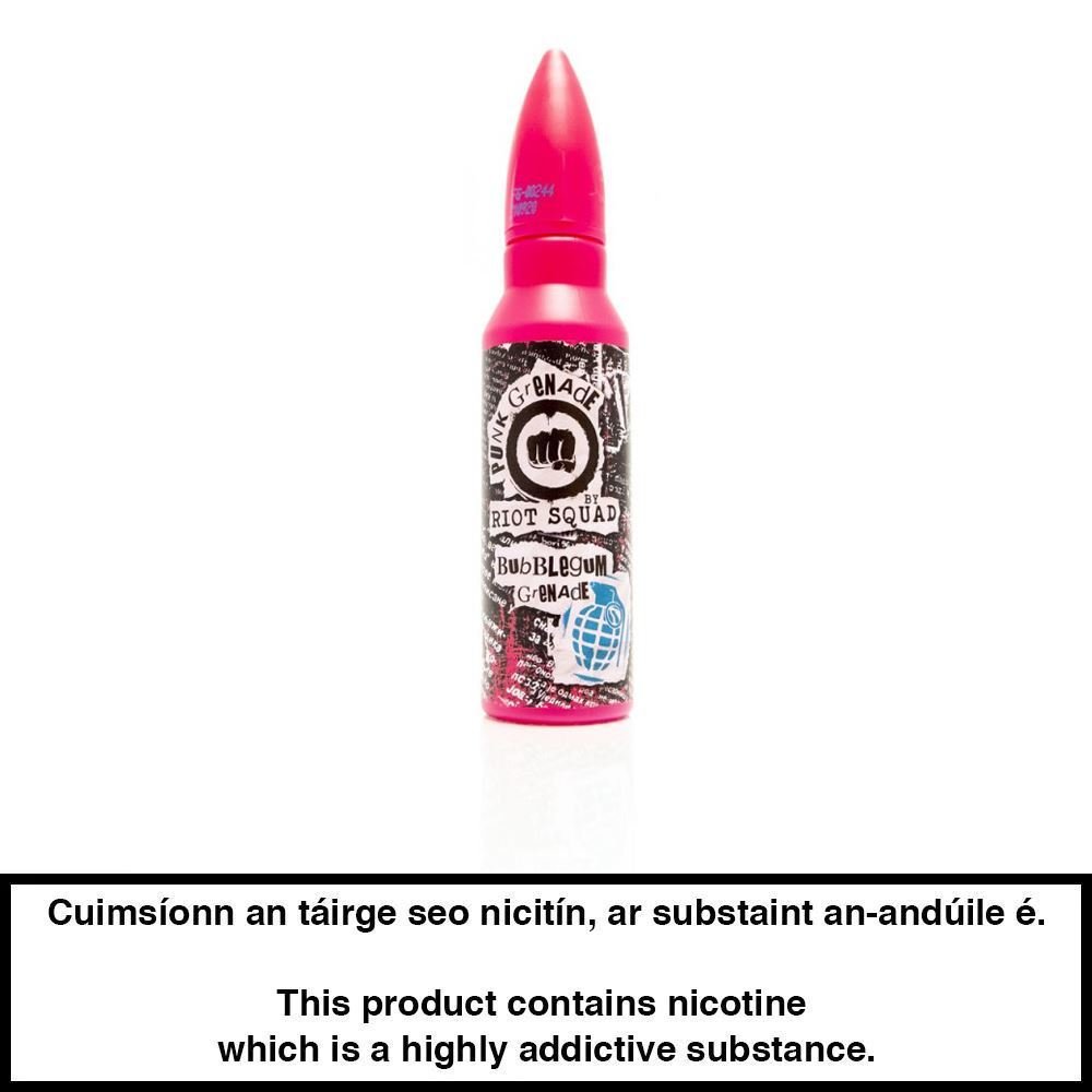 Riot Squad Punk Grenade Series: Bubble Gum Grenade 50ml E-Liquid - 0mg - Urban Vape Ireland
