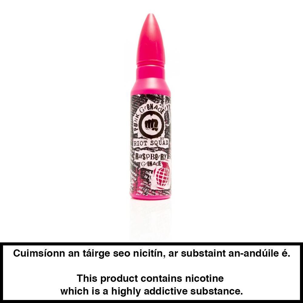 Riot Squad Punk Grenade Series: Raspberry Grenade 50ml E-Liquid - 0mg - Urban Vape Ireland