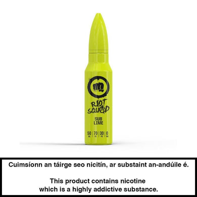 Riot Squad: Sub Lime 50ml E-Liquid - 0mg - Urban Vape Ireland