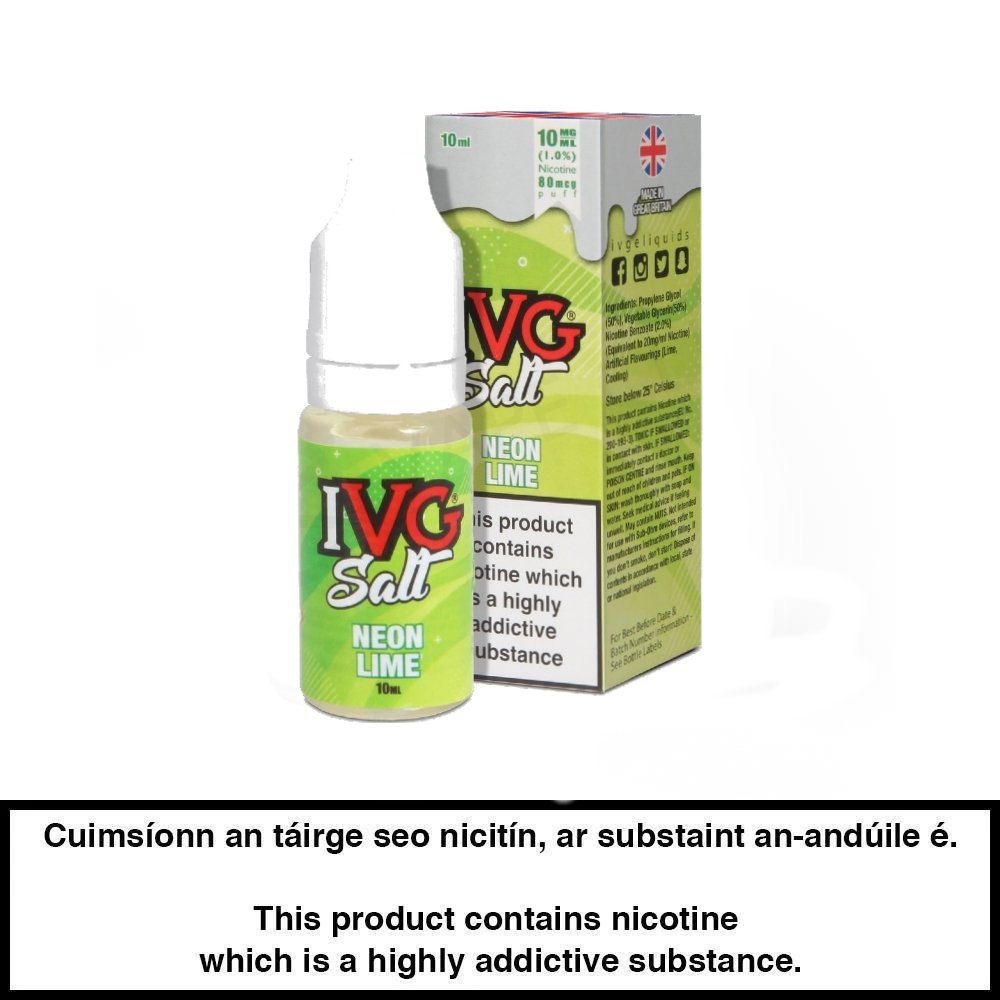 IVG Salt Neon Lime 10ml E-Liquid - 20mg - Urban Vape Ireland