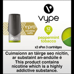 Vype: Peppermint Tobacco ePen 3 (2 Pack) 12mg - Urban Vape Ireland
